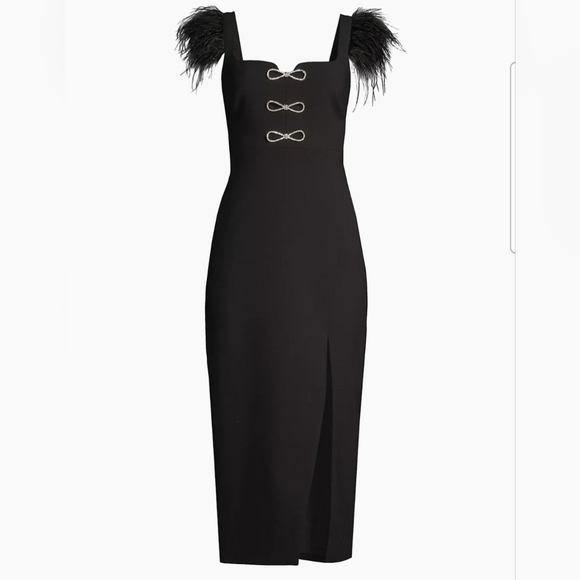 Likely Rizzo feather bow black cocktail dress sz 14